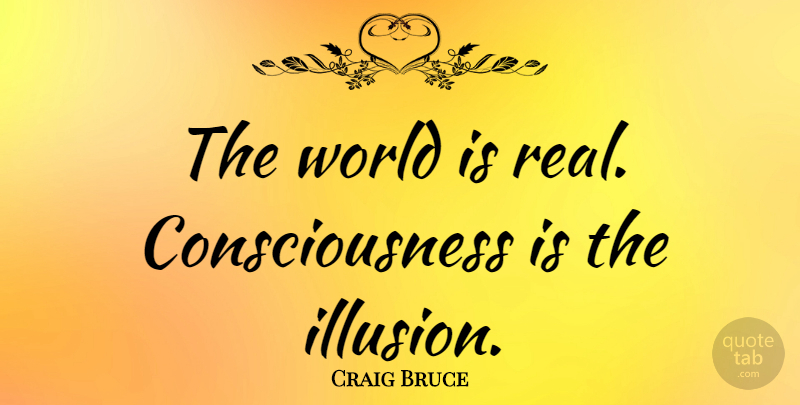 Craig Bruce Quote About Consciousness, Illusion: The World Is Real Consciousness...