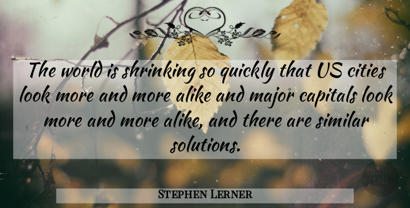 Stephen Lerner Quote About Alike, Cities, Major, Quickly, Shrinking: The World Is Shrinking So...