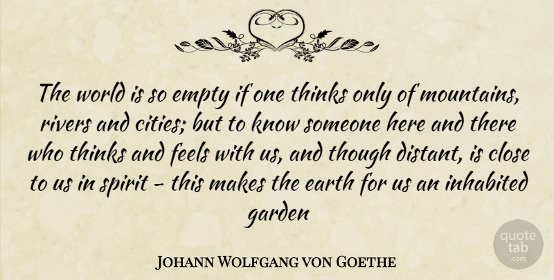 Johann Wolfgang von Goethe Quote About Close, Earth, Empty, Feels, Garden: The World Is So Empty...