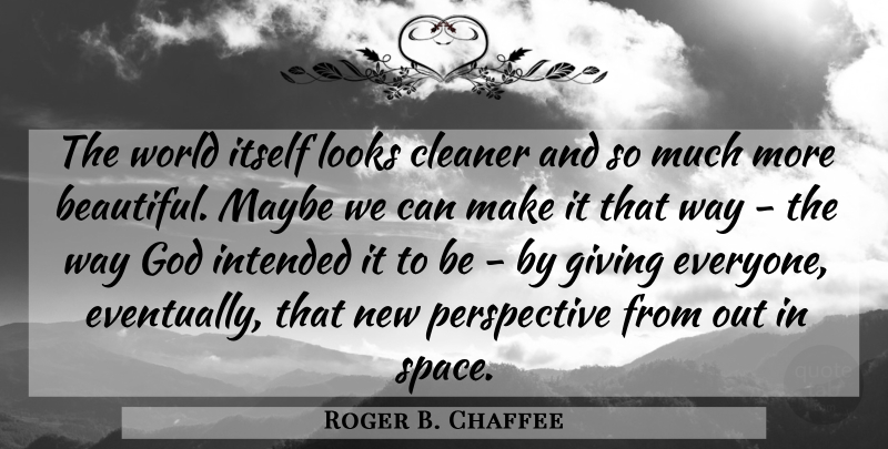 Roger B. Chaffee Quote About Beautiful, Space, Perspective: The World Itself Looks Cleaner...