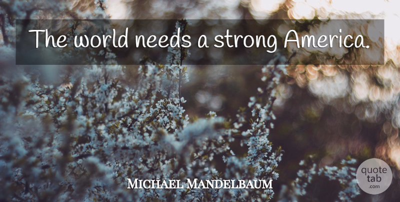 Michael Mandelbaum Quote About Strong, America, World: The World Needs A Strong...