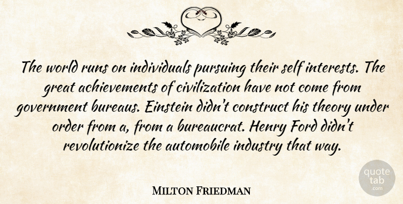Milton Friedman Quote About Running, Government, Self: The World Runs On Individuals...