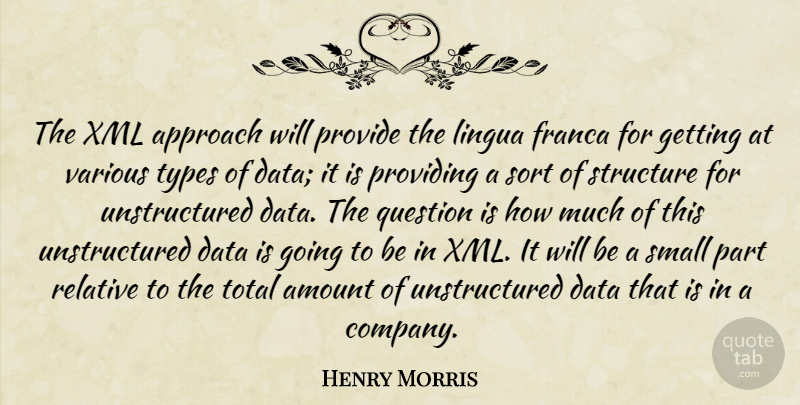 Henry Morris Quote About Amount, Approach, Data, Provide, Providing: The Xml Approach Will Provide...