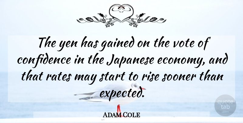 Adam Cole Quote About Confidence, Gained, Japanese, Rates, Rise: The Yen Has Gained On...