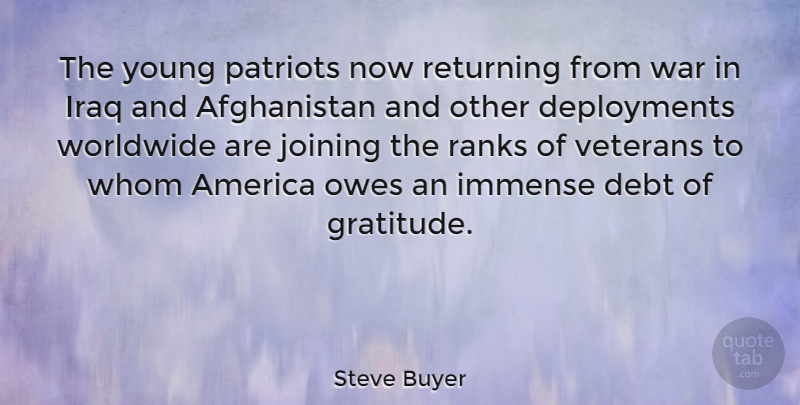 Steve Buyer Quote About Gratitude, Veterans Day, War: The Young Patriots Now Returning...