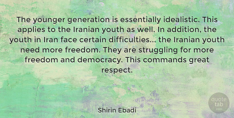 Shirin Ebadi Quote About Struggle, Iran, Democracy: The Younger Generation Is Essentially...