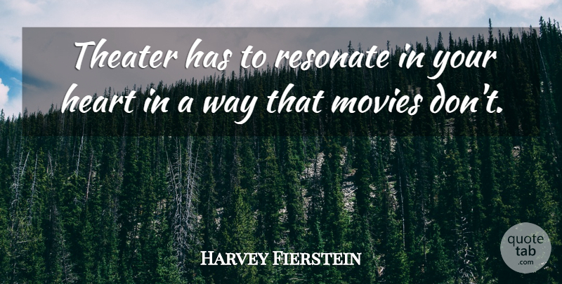 Harvey Fierstein Quote About Heart, Way, Theater: Theater Has To Resonate In...