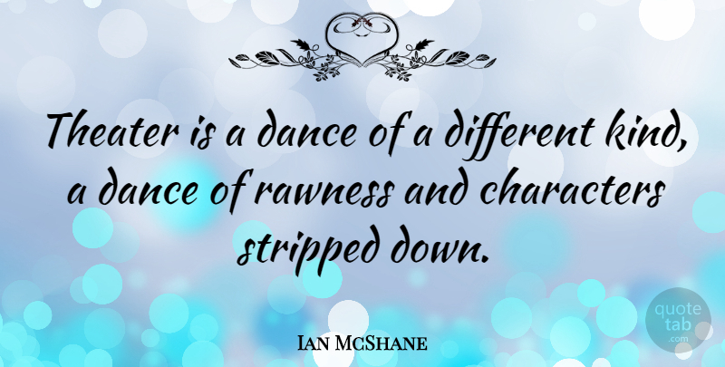 Ian McShane Quote About Character, Rawness, Different: Theater Is A Dance Of...