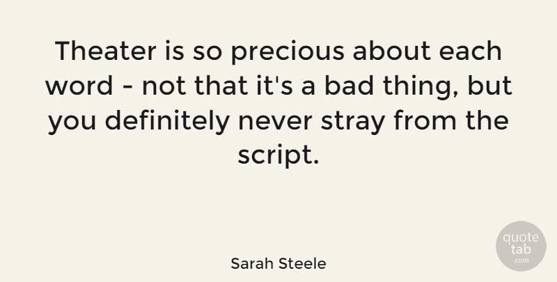 Sarah Steele Quote About Bad, Definitely, Stray: Theater Is So Precious About...