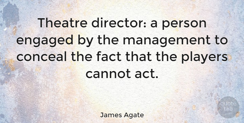 James Agate Quote About Player, Theatre, Facts: Theatre Director A Person Engaged...