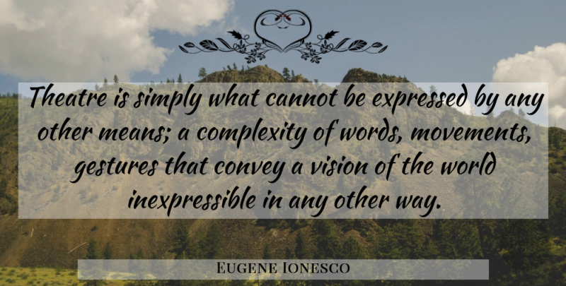 Eugene Ionesco Quote About Mean, Vision, Theatre: Theatre Is Simply What Cannot...
