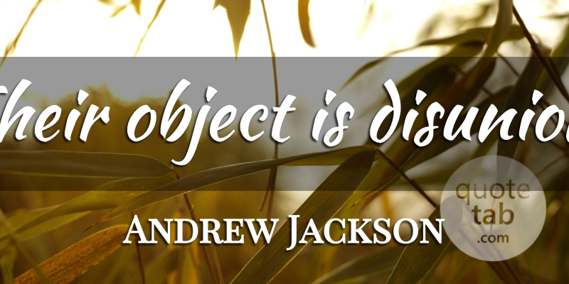 Andrew Jackson Quote About War, Civil War, Objects: Their Object Is Disunion...
