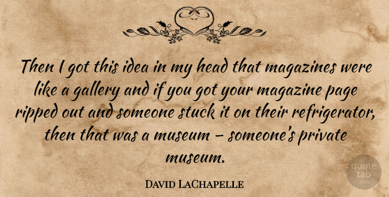 David LaChapelle Quote About Ideas, Museums, Magazines: Then I Got This Idea...