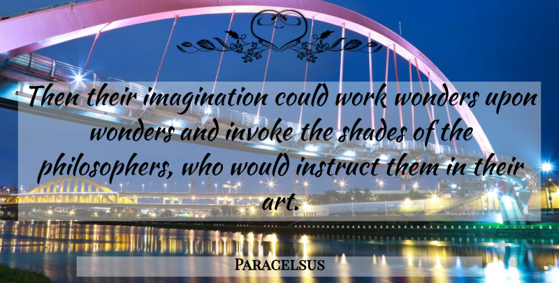 Paracelsus Quote About Imagination, Shades, Wonders, Work: Then Their Imagination Could Work...