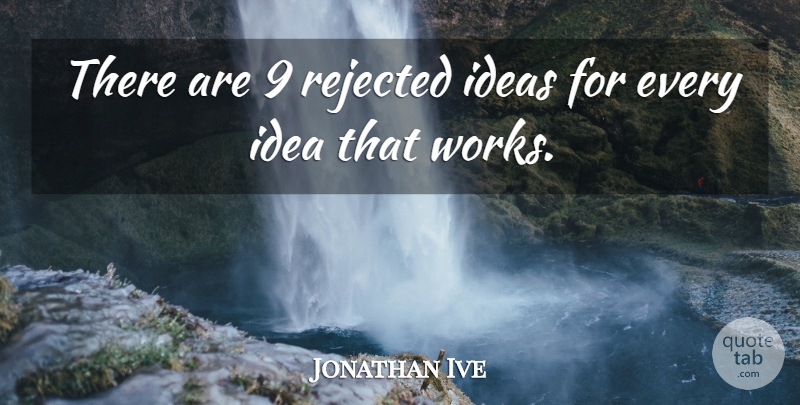 Jonathan Ive Quote About Ideas, Design, Rejected: There Are 9 Rejected Ideas...