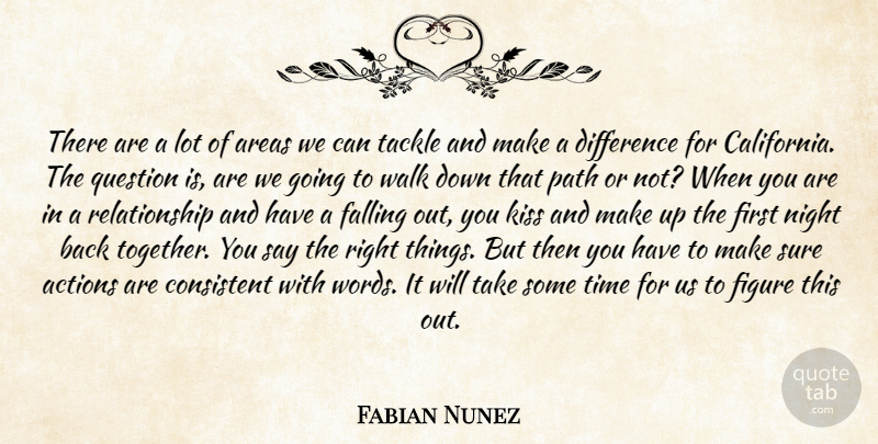 Fabian Nunez Quote About Actions, Areas, Consistent, Difference, Falling: There Are A Lot Of...