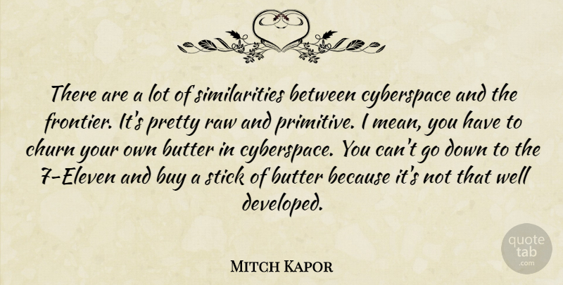 Mitch Kapor Quote About Butter, Buy, Cyberspace, Raw, Stick: There Are A Lot Of...