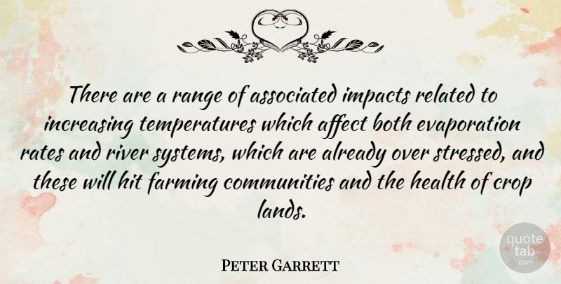 Peter Garrett Quote About Land, Rivers, Impact: There Are A Range Of...