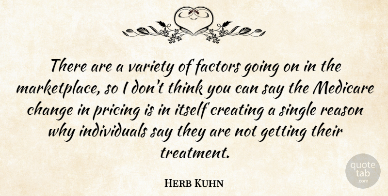 Herb Kuhn Quote About Change, Creating, Factors, Itself, Medicare: There Are A Variety Of...