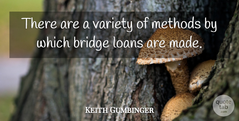 Keith Gumbinger Quote About Bridge, Loans, Methods, Variety: There Are A Variety Of...