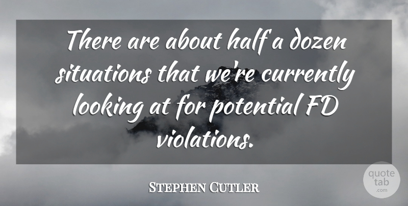 Stephen Cutler Quote About Currently, Dozen, Half, Looking, Potential: There Are About Half A...