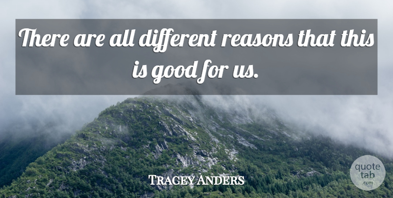 Tracey Anders Quote About Good, Reasons: There Are All Different Reasons...