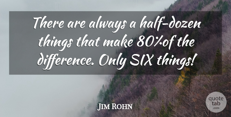 Jim Rohn Quote About Differences, Six, Half: There Are Always A Half...