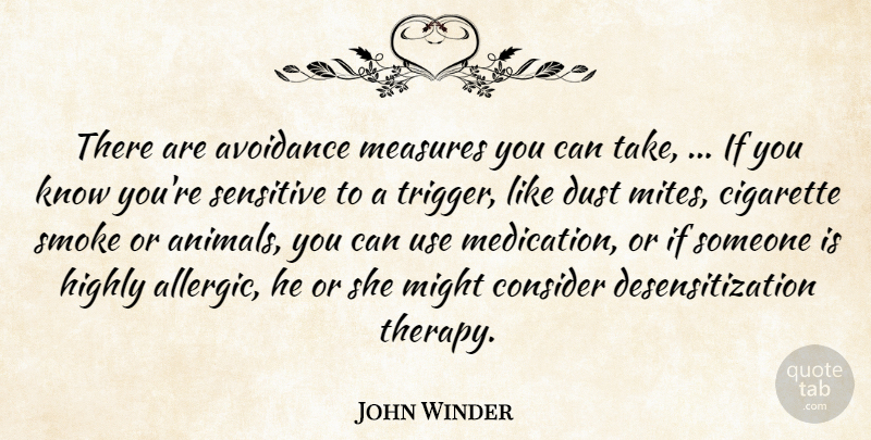 John Winder Quote About Avoidance, Cigarette, Consider, Dust, Highly: There Are Avoidance Measures You...