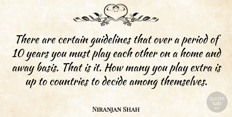 Niranjan Shah Quote About Among, Certain, Countries, Decide, Extra: There Are Certain Guidelines That...