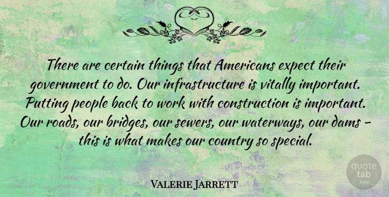 Valerie Jarrett Quote About Country, Government, Bridges: There Are Certain Things That...