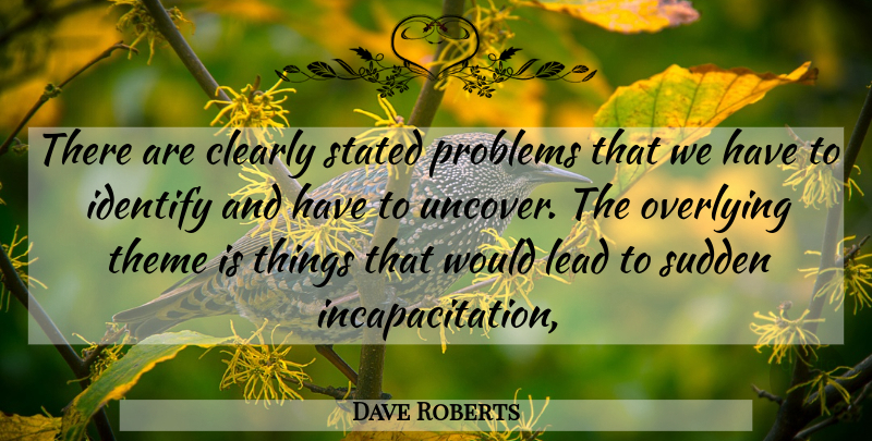 Dave Roberts Quote About Clearly, Identify, Lead, Problems, Stated: There Are Clearly Stated Problems...