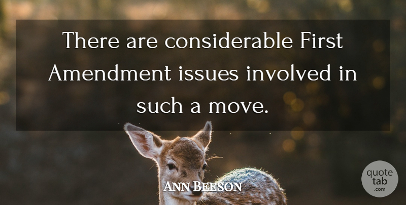 Ann Beeson Quote About Amendment, Involved, Issues: There Are Considerable First Amendment...