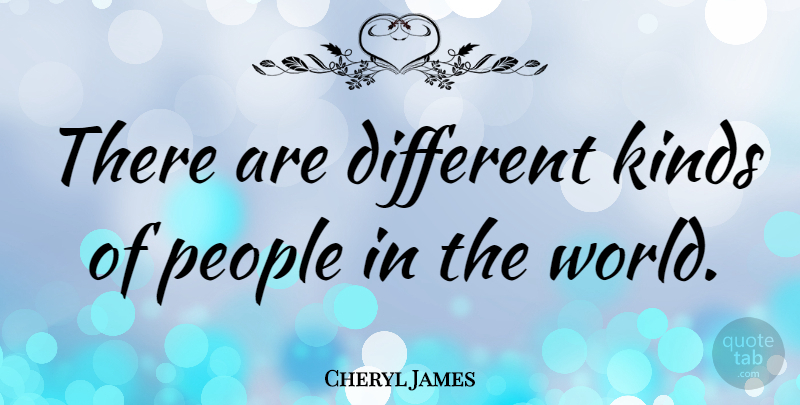 Cheryl James Quote About People, World, Different: There Are Different Kinds Of...