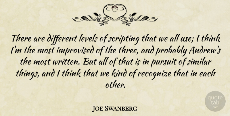 Joe Swanberg Quote About Thinking, Use, Levels: There Are Different Levels Of...