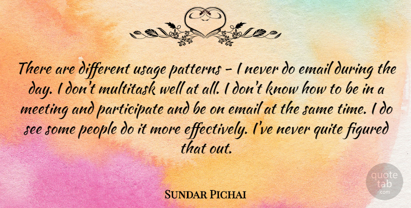 Sundar Pichai Quote About Figured, Patterns, People, Quite, Time: There Are Different Usage Patterns...