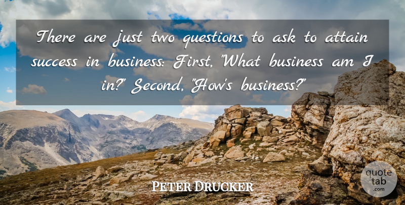 Peter Drucker Quote About Two, Business Success, Firsts: There Are Just Two Questions...