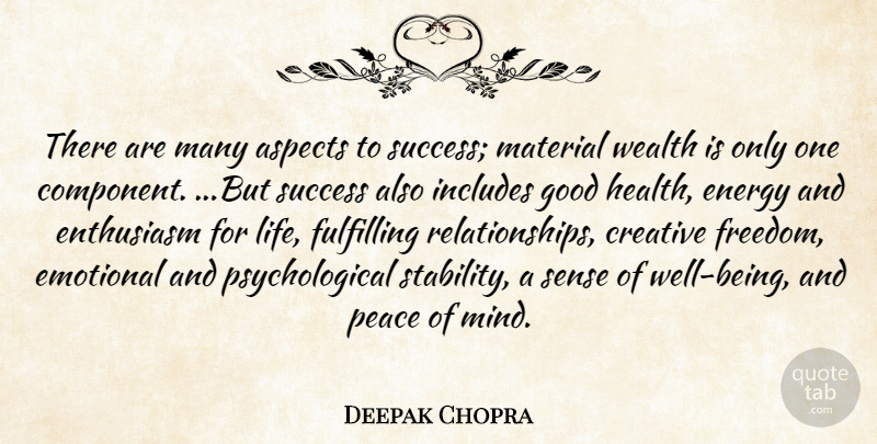 Deepak Chopra Quote About Success, Spiritual, Emotional: There Are Many Aspects To...