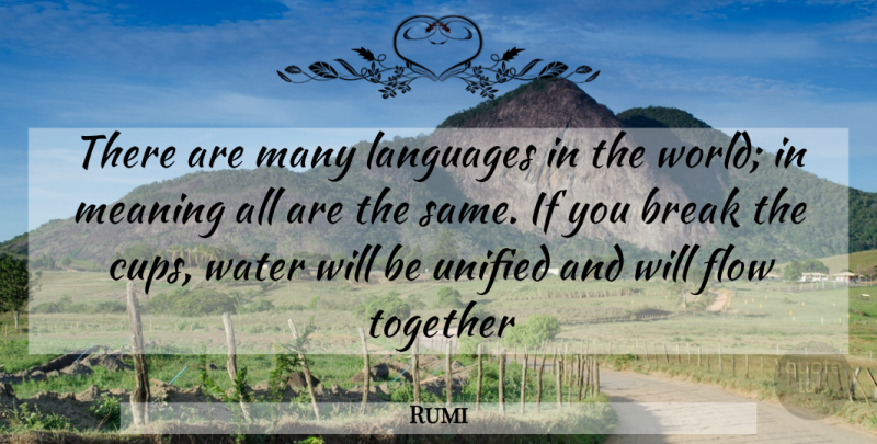 Rumi Quote About Water, Together, World: There Are Many Languages In...