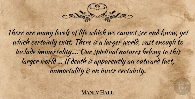 Manly Hall Quote About Spiritual, Dying, World: There Are Many Levels Of...