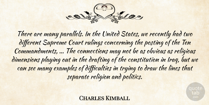 Charles Kimball Quote About Concerning, Constitution, Court, Dimensions, Drafting: There Are Many Parallels In...