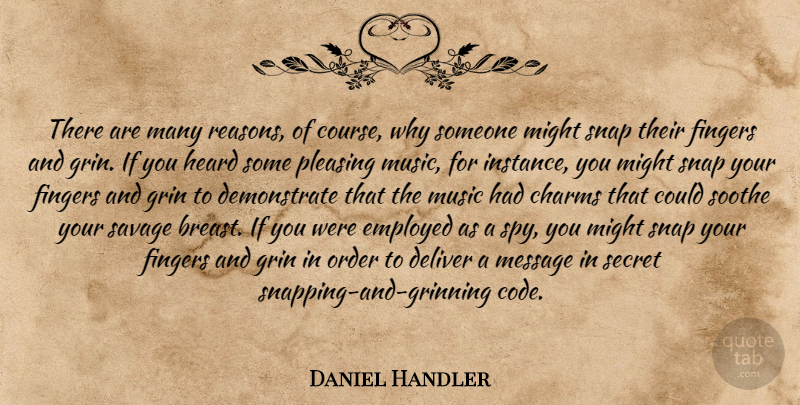 Daniel Handler Quote About Order, Secret, Spy: There Are Many Reasons Of...