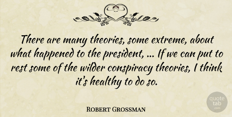 Robert Grossman Quote About Conspiracy, Happened, Healthy, Rest, Wilder: There Are Many Theories Some...