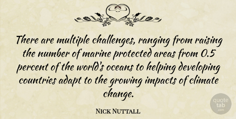 Nick Nuttall Quote About Adapt, Areas, Climate, Countries, Developing: There Are Multiple Challenges Ranging...