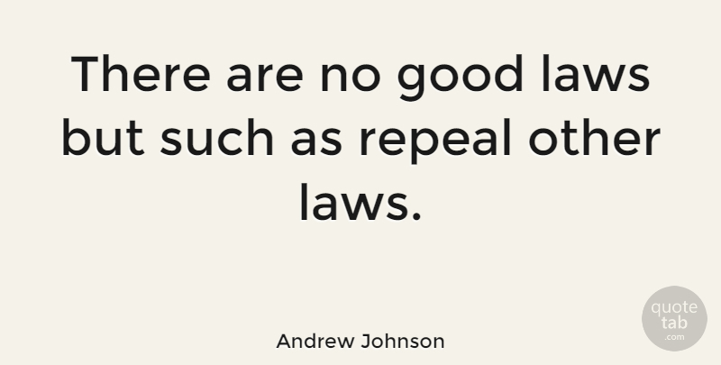 Andrew Johnson Quote About Law, Lawyer: There Are No Good Laws...
