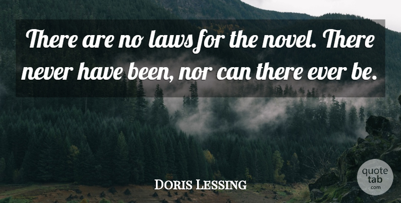 Doris Lessing Quote About Writing, Law, Novel: There Are No Laws For...