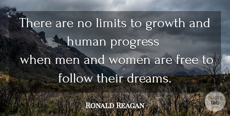 Ronald Reagan Quote About Dream, Men, Growth: There Are No Limits To...