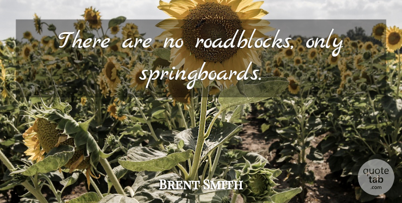 Brent Smith Quote About Springboards, Roadblock: There Are No Roadblocks Only...