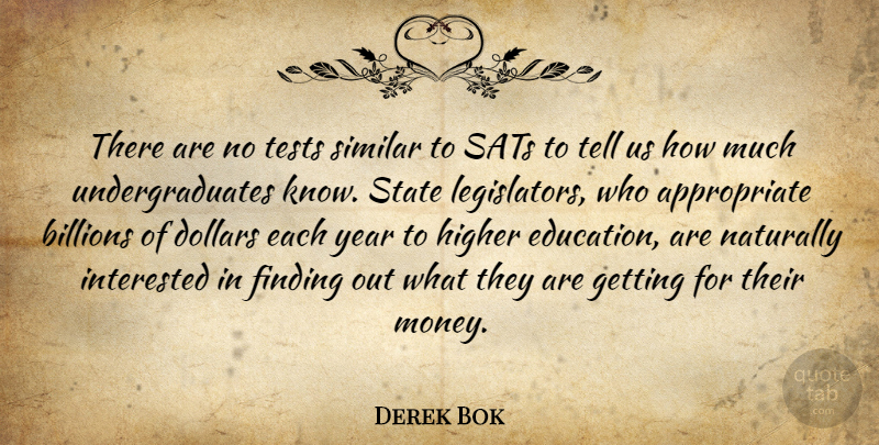 Derek Bok Quote About Years, Tests, Dollars: There Are No Tests Similar...
