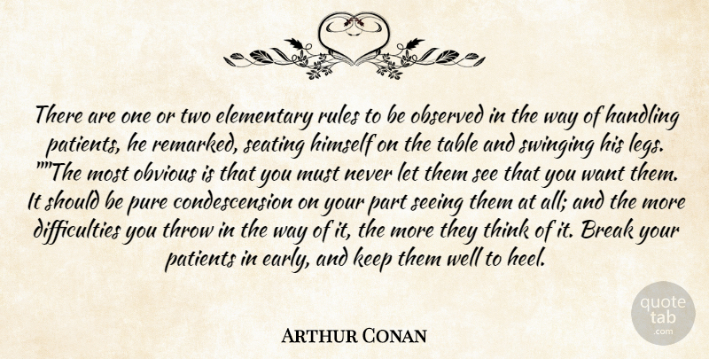 Arthur Conan Quote About Break, Elementary, Handling, Himself, Observed: There Are One Or Two...
