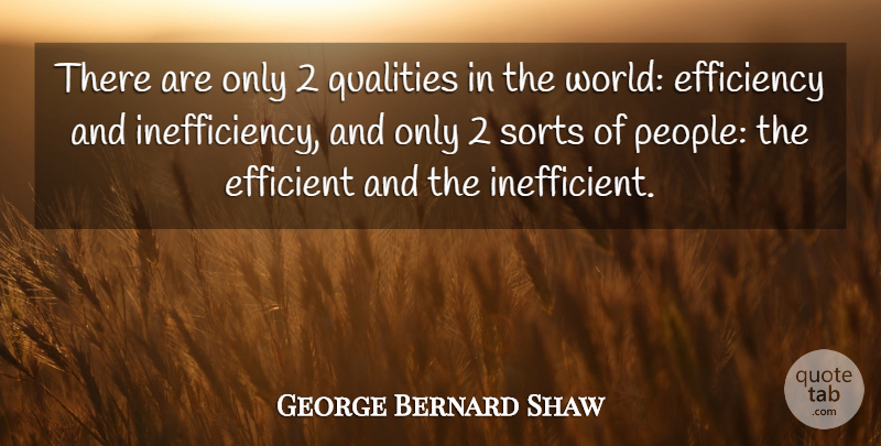 George Bernard Shaw Quote About Efficiency, Efficient, Qualities, Sorts: There Are Only 2 Qualities...